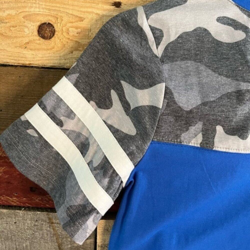 Sunshine‎ & Rodeos Blue Camo Top Size Small - Picture 6 of 13